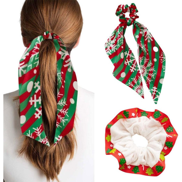 (Grøn)Elastiske hårbånd Christmas Snowman Hestehaleholder Hår