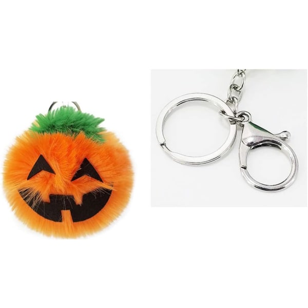 Porte-clés Halloween med pompon citrouille sourire clé de voitur