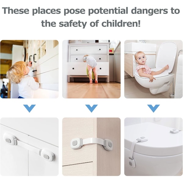 Babysäkerhetslås för Dörrar 6 Stycken, Lådlås Skåpspärrar och Kylskåps Barnsäkerhet Skåp Babyskydd Hem
