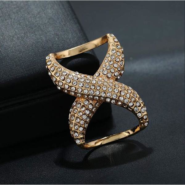 2 st. Legering X-formad Artificiell Rhinestone Halsduks Spänne Hållare Ring Halsduk Spänne Blus Sjal Wrap Kläder Dekoration