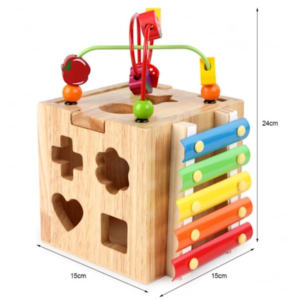 Lasten monitoiminen polyhedron aarrelaatikko käämityshelmet helmet massiivipuu Montessori varhainen E