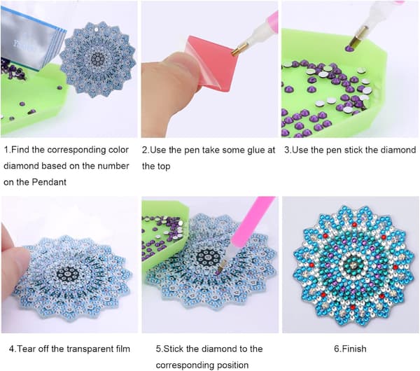 5 kappaletta 5D DIY Mandala timanttimaalaus avaimenperät, Double-S