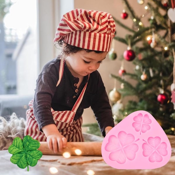 2 st Fyrbladklöver Silikonformar, St Patricks Dag Choklad Fondantform för Kakdekoration Godis Socker Cupcake