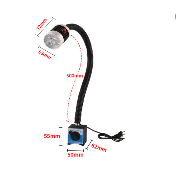 Arbeidslampe med magnetisk base - Led-maskinlys 6W 110V-220V wit