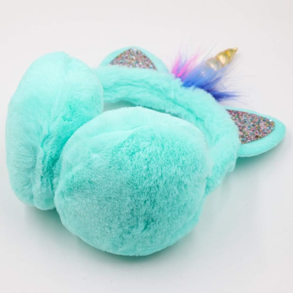 Sööt Rainbow Unicorn -korvanlämmittimet naisille, lapsille ja tytöille, taitettavat lämpimät pehmeät plushiset mukavat ulkokäyttöön talvella