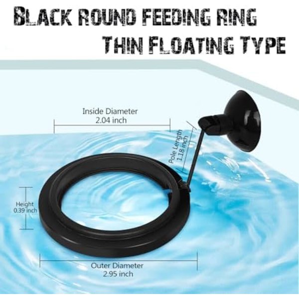 7,5 cm Fiskgivningsring, Fiskvänlig Flytande Matgivare Cirkel Blå, med Sugkopp Enkel att Installera Akvarium, Kvadrat a