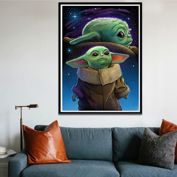 Baby Yoda 5D Diamantmaleri Kit til jul, DIY Rhinestone F