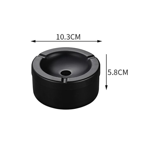 Musta - 10,3x5,8cm, Tuhkakuppi hajunsuodattavalla kannella