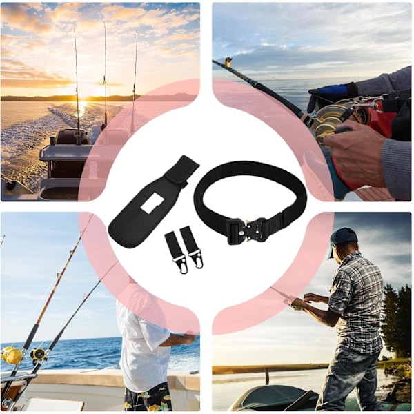 Fiskebälte för flodfiske - Multifunktionellt bälte justerbart stöd med 2 krokar tillbehör för beteskastning - Idealisk för utomhussporter vandring nybörjare och entusiaster