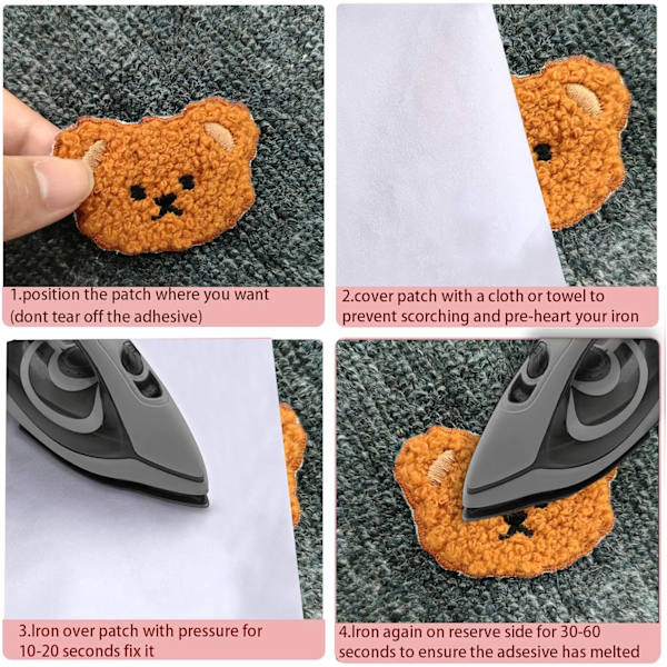 16 st Cartoon Bear Broderade Lappar, Söta Björnar Lappar för Kläder, Broderade Sy Applikation Reparationslapp Jean Lapp