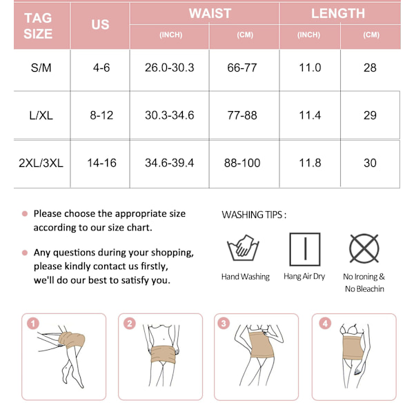 （Sort, S/M）Talje-træner til kvinder Tummy Control Girdle Band Wais