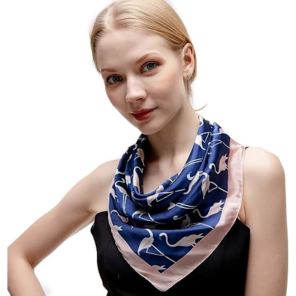 Dam multimönstrad liten fyrkantig silkescarf elegant accessoar