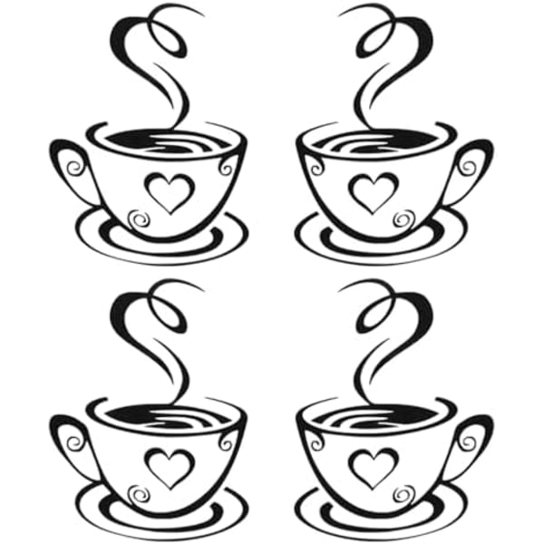 31x18.7cm 2 Par Kaffeekopp Väggdekaler, Köksväggdekaler, Väggdekaler Väggdekaler Kaffeekopp Väggdekaler, D