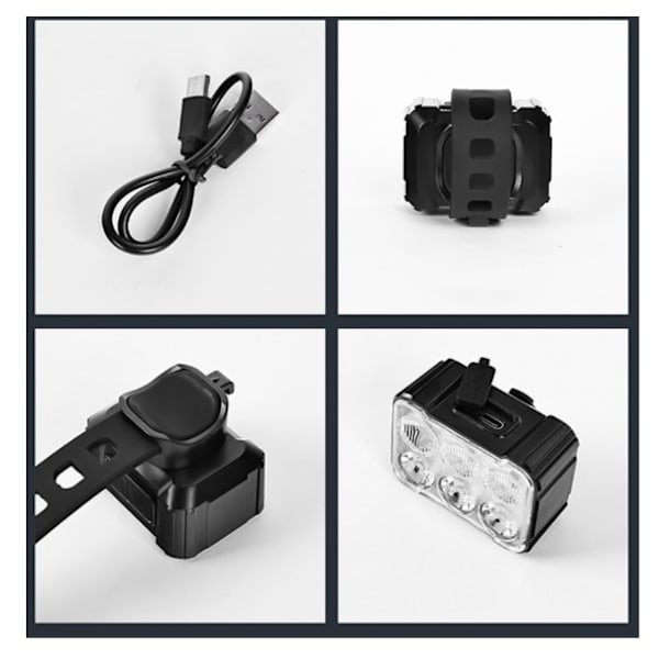 Etu- ja takapyörän valo, 4+6 tilaa, ultraohut, USB-ladattava