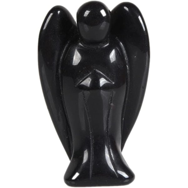 Udskåret sort obsidian ædelsten Peace 2 tommer Angel Pocket Gua