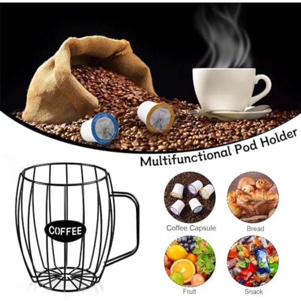 Kaffe Kapselhållare, Metall Kaffekapslarhållare, Kaffe Kapsel Förvaringskorg för Köksbänken, Kaffe Bar, Kaffe