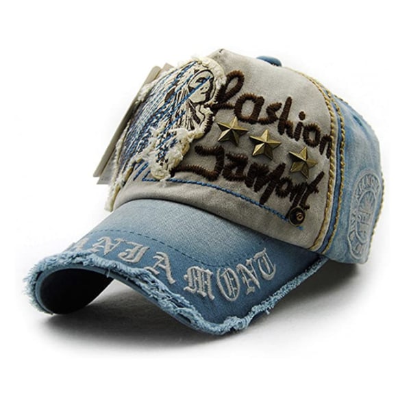 Blå-vintage baseballhatt Caps Distressed Sport Trucker Hat Sun V