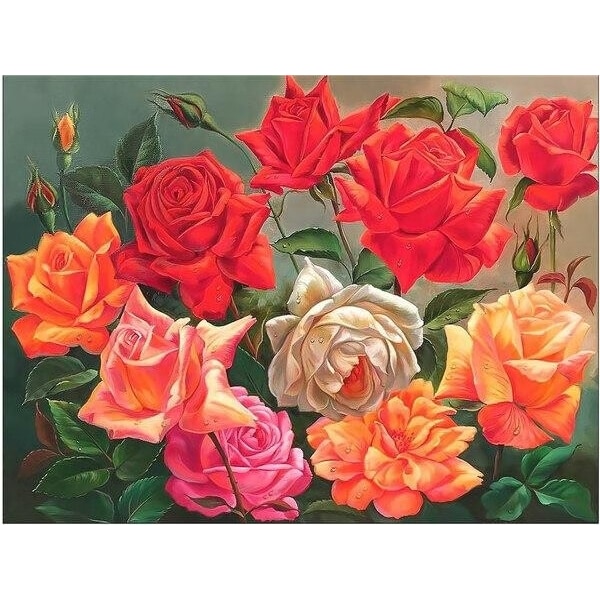 30 x 40 cm ,buissons de roses Diamantmaleri Broderie Diamant