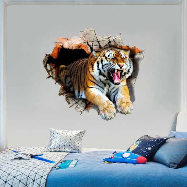2 st. 3D Tiger Väggdekaler, Självhäftande Väggdekor