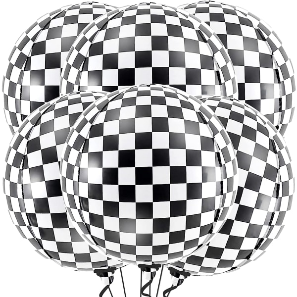 Store 22 tommer sort-hvidternede balloner - pakke med 6 stk
