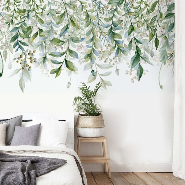 Seinätarrat Vihreät kasvit viiniköynnökset, vihreät lehdet seinätarrat, ripustettavat