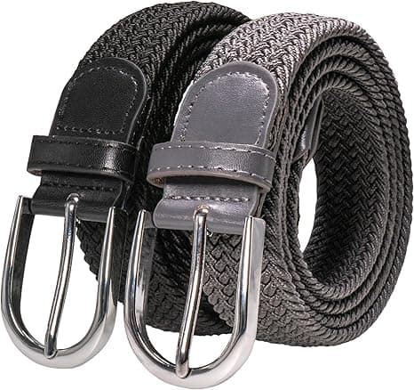2 stk Unisex Elastisk Flettet Belte Elastisk Stoffbelte for Menn