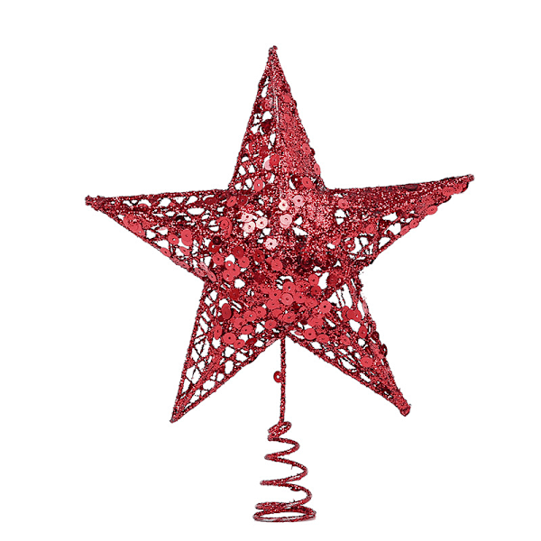 Rød metal glitter juletræstop 6 tommer Xmas trætop hul ledning stjerne top til Xmas hjem de