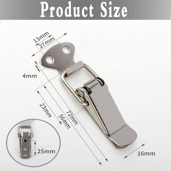 12 stk. Hængselgreb med Fjederbelastet Lukning, Rustfrit Stål Toggle Latch, Rustfrit Stål Toggle Latch, Toggle Latch til