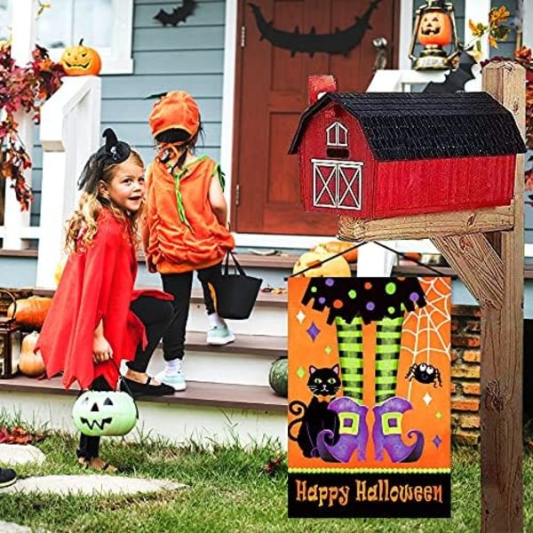Happy Halloween Trädgårdsflagga 45*30 Dubbelsidig Vertikal