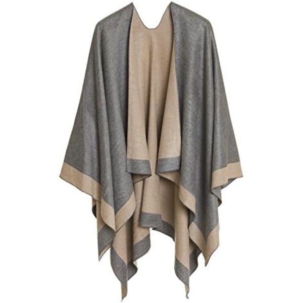 Damkavaj Poncho Ruana Kappa Cardigan Tröja Öppen Framtill för Höst Vinter