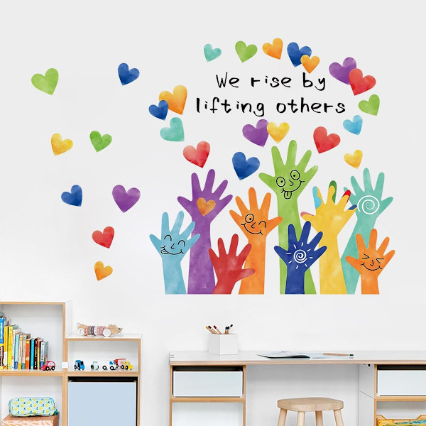 Vi Rejser Os Ved At Løfte Andre Vægstickers, Inspirerende Citater Vægmærker, Børneværelse Klasseværelse Dagpleje Legestue Bibliotek
