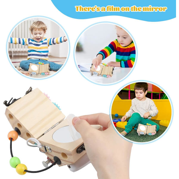Travel Busy Cube, 14 i 1 Baby Activity Cube, Montessori Activity Toy, Wooden Busy Board Mo