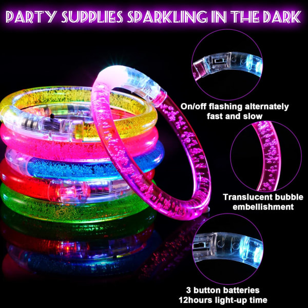 Partypåsefyllning för barn 36 st LED-ljus upp blinkande armband