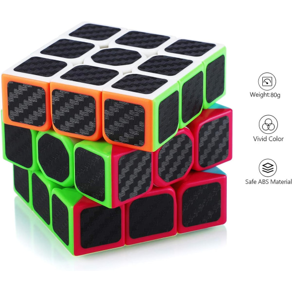 Speed ​​Cube Set, 2x2x2 3x3x3 Speed ​​Magic Cube, Carbon Fib
