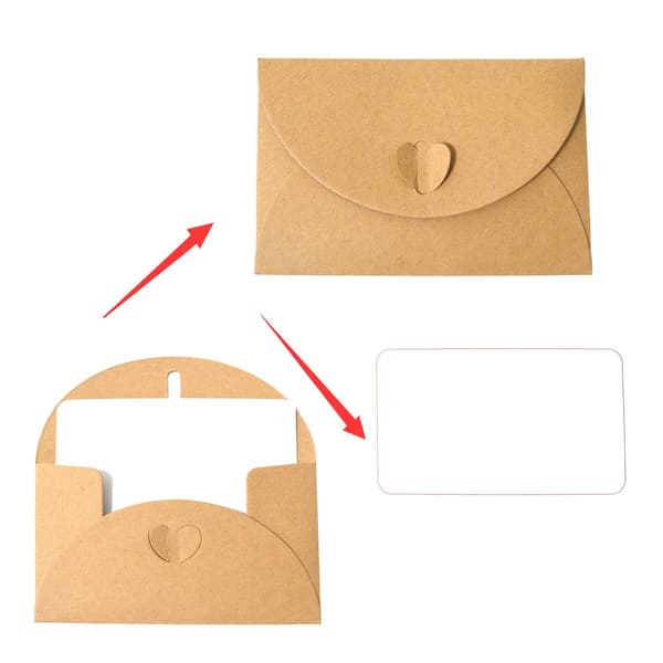 Pakke med 30 kort med utbrettbare konvolutter, 11,2 * 7,7 cm. 30 Kraft-konvolutter med 30 blanke kort.