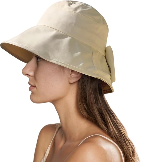 Beige, Damhatt Sommar Fällbar Capeline Solhatt Anti UV Cotto