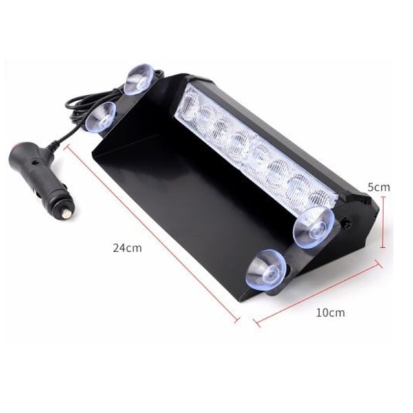 (Punainen/Sininen) 8 Led Strobe Flash Varoitus Ems Poliisiauton Valo Vilkkuva
