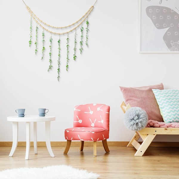 Punainen ja vihreä riippuva eukalyptus Boho seinäkoriste Suuri makuuhuoneen riippuva puinen helmikoriste Teko-eukalyptus Luonnollinen