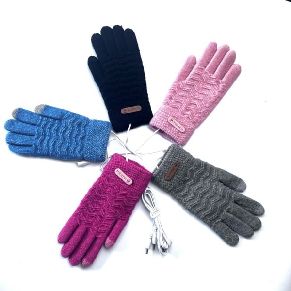 USB uppvärmda handskar för män och kvinnor（Denimblå）, Winter Touch Scr