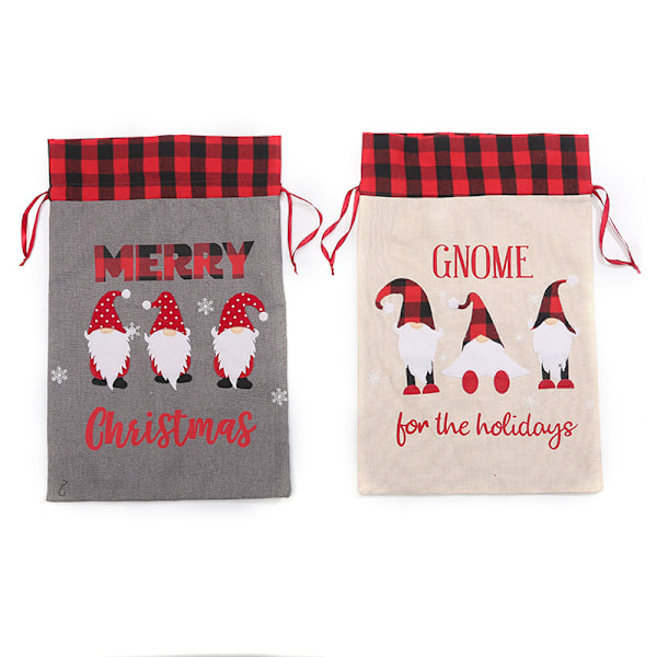 Pack of 2 Christmas Canvas Bags with Drawstring F, Christmas Gift