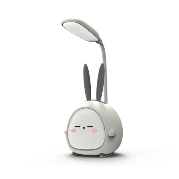 (Grå kanin bærbar LED-bordslampe med sød kanin-natlys, sammenfoldelig læselampe til soveværelse,