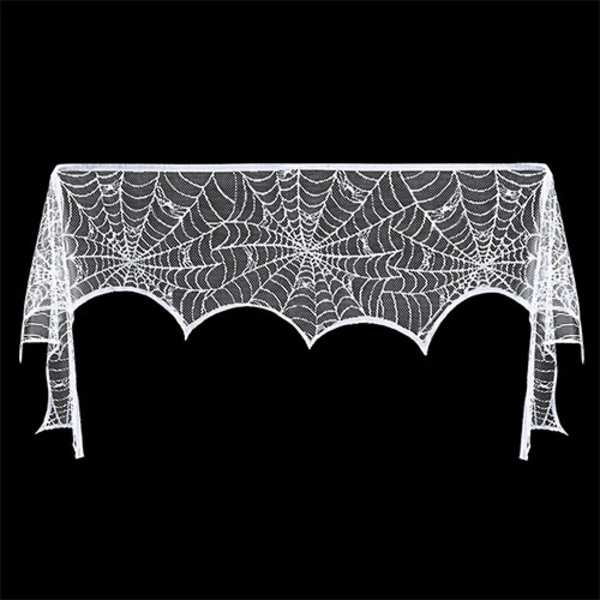 Halloween Dekoration, 244x46 cm Spisbrännare Scarf Cover med Spindelmönster, Spindelnät Spets Tygöverdrag för Dörr