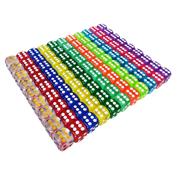 50 Farvede Terninger, 6-Sided Terninger til Brætspil, 16mm Terninger i Bulk til Matematikundervisning, Terninger til Klasseværelset (Farve i Rand