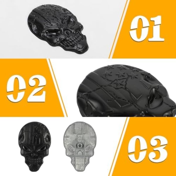 3D Kallo USA-lippu Emblem Tarrat Autolle Yleinen Luuranko Kromi Metalli Merkki Halloween Tarrat Ulkopuoli Logo Symboli De