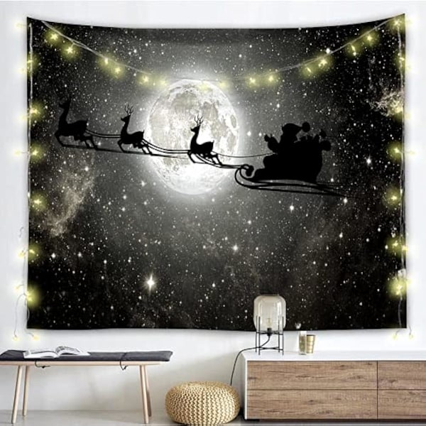 51 x 60 Tums Julväggbonad Måne Svart Stjärnhimmel Rensa Julväggbonad Polyester Väggbonader för Hem Sovrum
