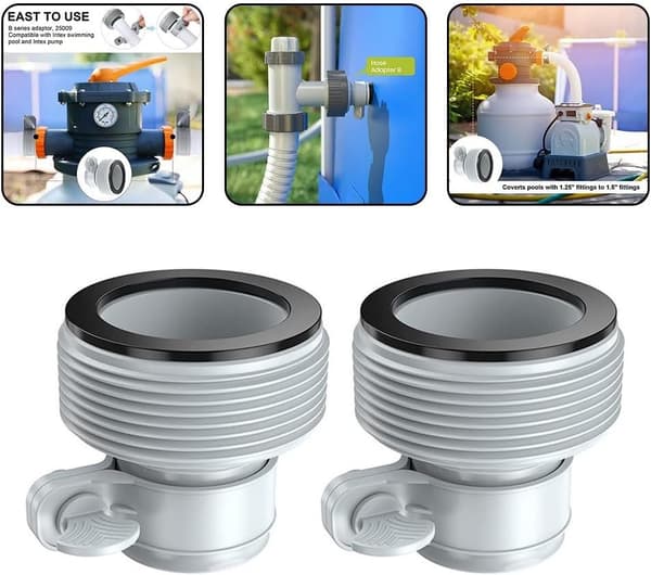 Set med 2 poolslangadaptrar för 3,2 cm till 3,8 cm typ B-pumpar, poolslangkoppling