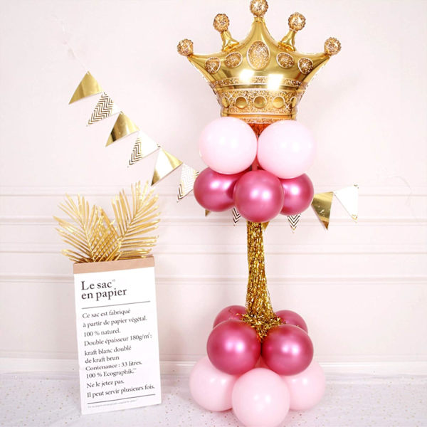 6 stk store gull krone ballonger, gigantisk foliehetteballong, aluminium