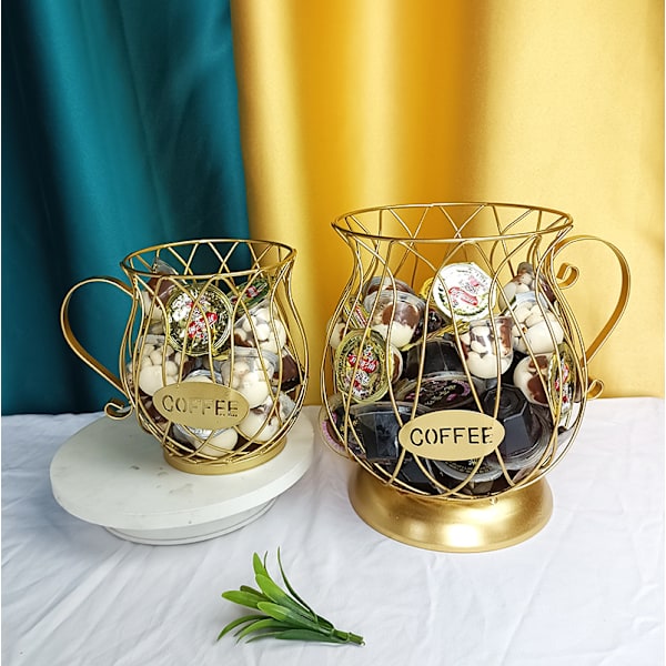 Kaffe Kapsel Kurv (Guld Farve), Kaffe Kop Opbevaringskurv, Cof