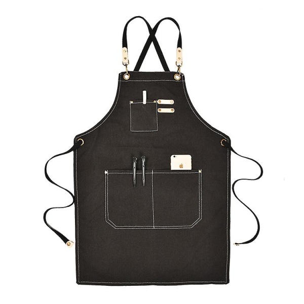 Canvas Arbejdsskitte med Multi Lomme Justerbar Rem til Bar