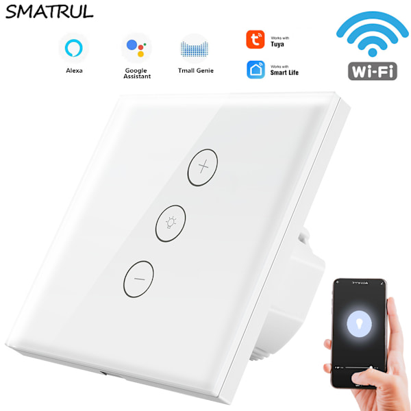 Dimmer, procentfunktion WiFi lysdæmper med timerfunktion, WLAN stemmestyret indbygget lys